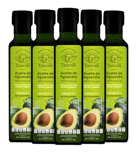 5pack - Aceite De Aguacate Extra Virgen 250ml Tanoili