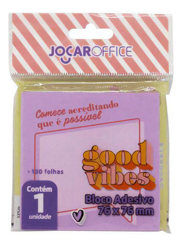 Bloco Adesivo Good Vibes 8x8cm Lilás Leonora 91130 - 148051