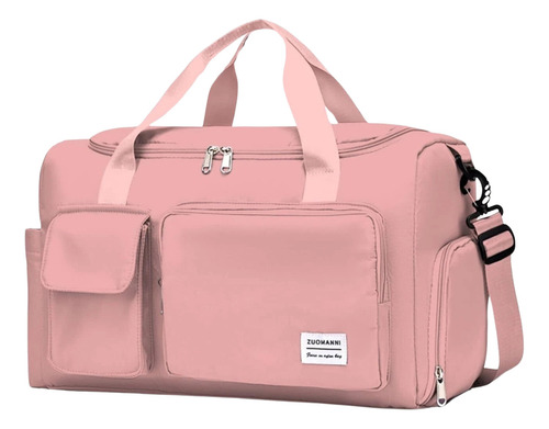 Bolsa Fitness Durável Com Espaço Para Tênis Separado Cor Rosa Liso