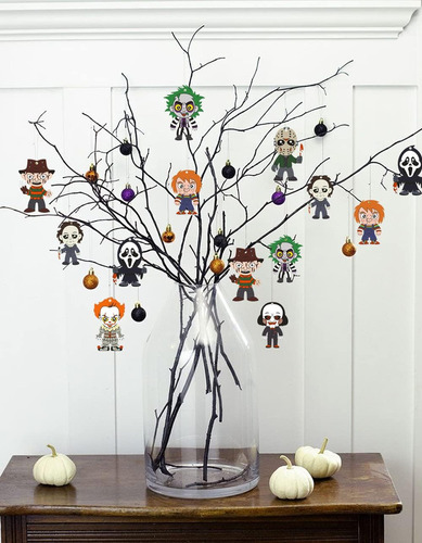 24 Pcs Halloween Adornos Colgantes Madera Película De Terror