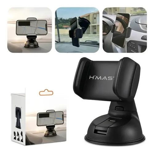 Suporte Para Celular Veicular Carro Ventosa Painel Vidro 360 Preto