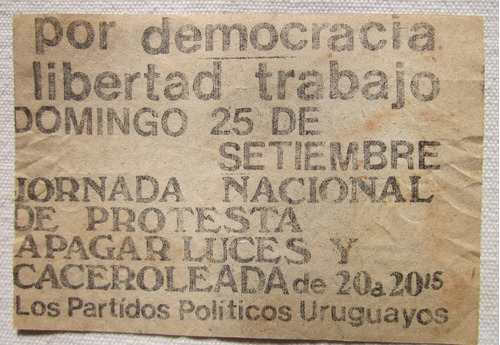 Antiguo Folleto Politico Por Democracia Apagar Luces Cacero