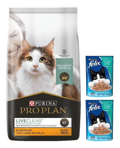Alimento Gato Adulto Pro Plan Cat Live Clear 3 Kg + Regalo