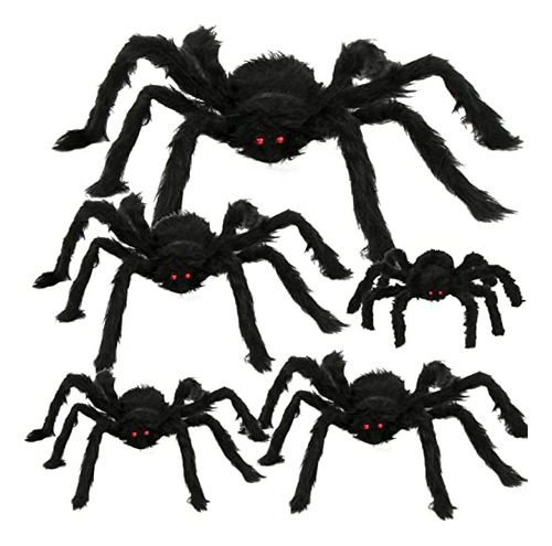 5 Pack Halloween Spiders Decorations Scary Realistic Ha...