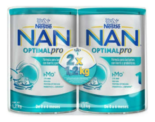 Formula Lactantes Nan Optimal Pro 1 Con 2 Latas De 1.2 Kgc/u