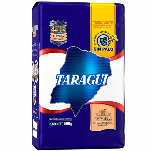 Imagen 2 de 6 de Yerba Mate Taragui Sin Palo Libre Gluten Sin Tacc - Pack X10