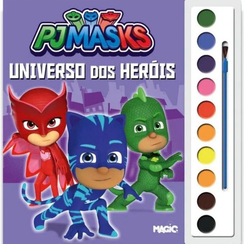 Livro C/ Aquarela Pjmasks Universo Dos Heróis  P/ Pintar