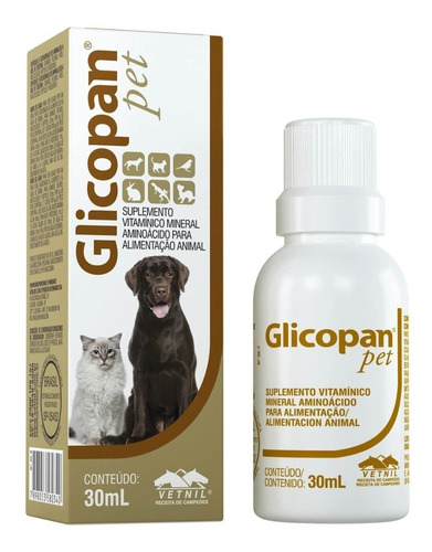 Glicopan Pet Vitamínico Mineral Aminoácido 30 Ml Vetnil 