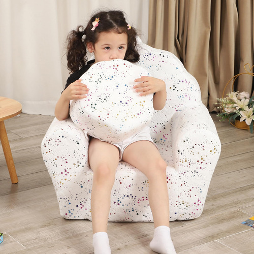 Momcaywex Sofá Infantil Con Otomana Sofá Tipo Concha Para Blanco Con Brillante