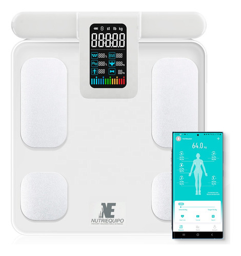 Báscula Inteligente Nutriequipo Segmentada Recargable Usb