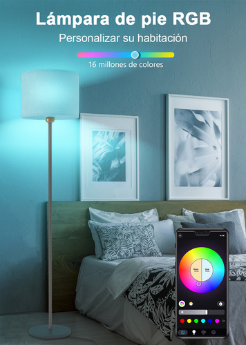 Lampara De Pie Moderna Wifi Led Rgb Alexa Google Home Control Por App