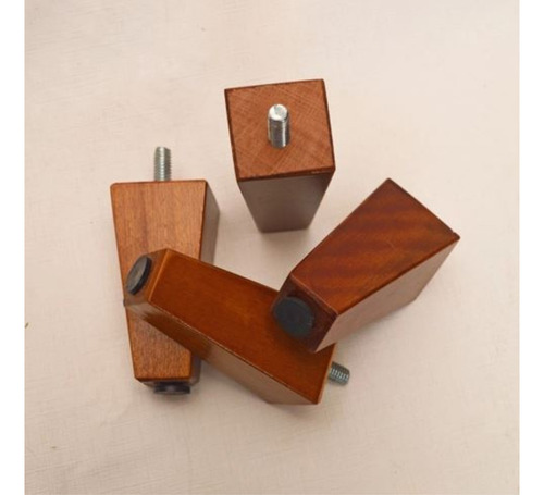 4 Pé Palito De Madeira 15cm Para Móveis Retro Sofá Cama Box Cor Marrom-claro