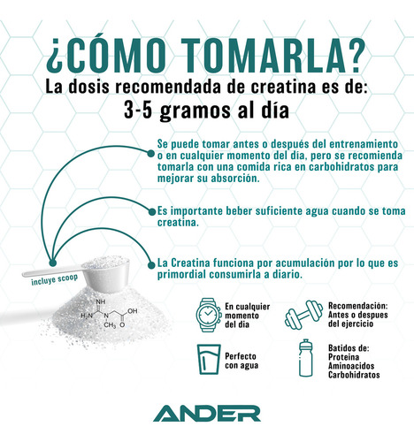 Creatina Monohidratada 100% Pura Formula Alemana 400gr Ander