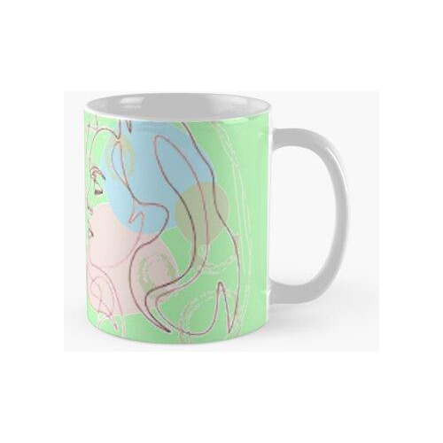 Taza Rostro Femenino Abstracto Lineal Minimalista, Arte Abst