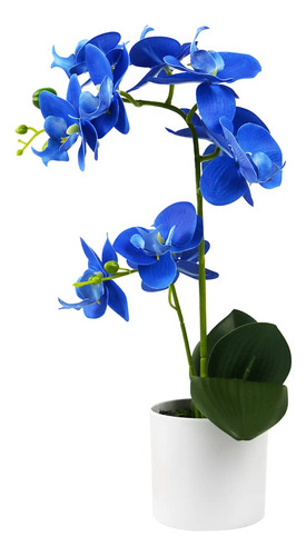 Olrla Flores Artificiales De Orquídea Azul Real En Maceta .