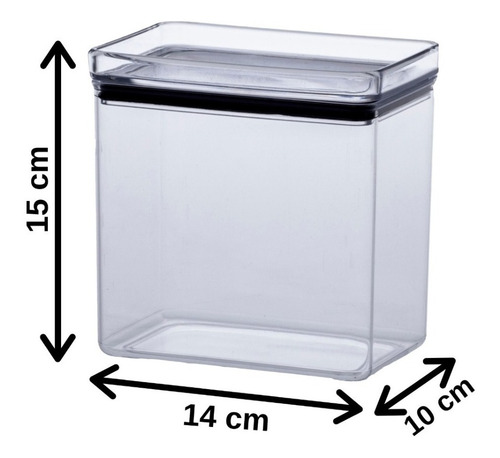 Jogo 6 Potes Hérmeticos Retangular 1300ml