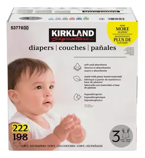 Caja De Pañal Kirkland Signature Etapa 3 Unisex 222 Piezas