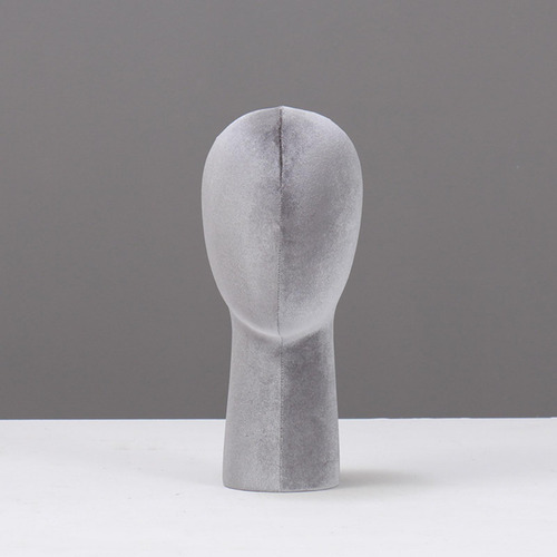Velvet Wig Head Mannequin Head Model De Almacenamiento Gris