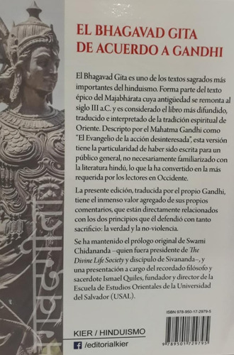 El Bhagavad Gita -deacuero A Ganhi