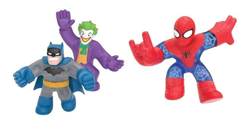 Pack Figuras Batman Joker Y Spider-man Heroes Of Goo Jit Zu