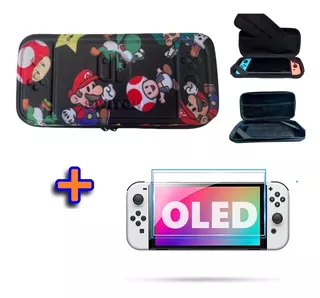 Case Estojo Nintendo Switch Oled - Mário + Pelicula Vidro