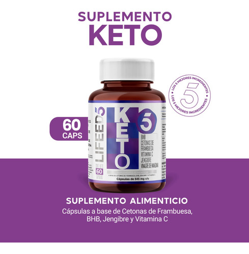 Imagen 2 de 7 de Lifeed Keto Bhb Cetonas Vitamina C Jengibre Vinagre Manzana