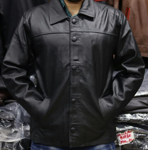 jaqueta de couro legitimo masculina preta