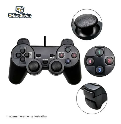 Imagem 1 de 6 de Controle Joystick Preto Vibratório Manete Ps2 E Ps3 Usb