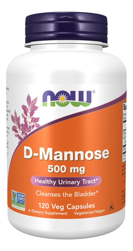 D-Manosa, 500 mg, Now Foods, 120 cápsulas vegetales, sabor sin sabor