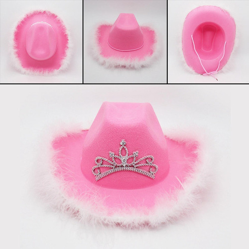 . Sombreros Occidentales Rosas Y Blancos, For Fiestas,