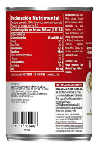 Crema Campbells Elote 430 Grs 3 Pzas