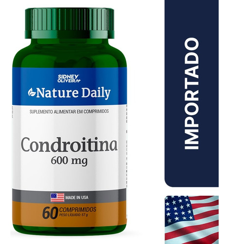 Condroitina 600mg Made In Usa Nature Daily 60 Comprimidos