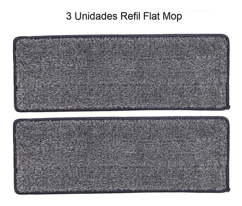 3 Unid. Refil Flat Mop Lavável Microfibra Troca Fácil Rodo