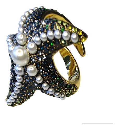Anillo Swarovski Estrella De Mar Con Baño De Oro.