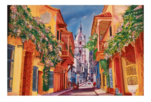 Cuadro En Acrilico 59cmx82cm Paisaje De Cartagena