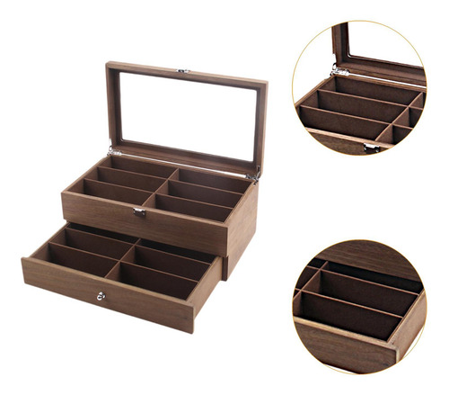 Elegante Caja De Madera Para Guardar Gafas De 12 Ranuras