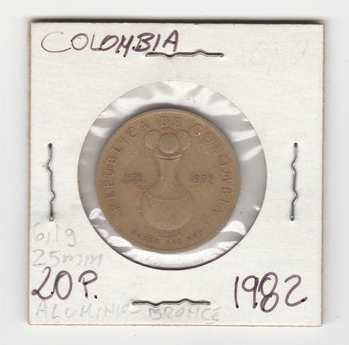 Moneda Colombia 20 Pesos 1982 F/vf