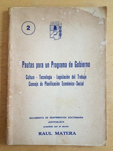 Pautas Para Un Programa De Gobierno - Matera, Raul