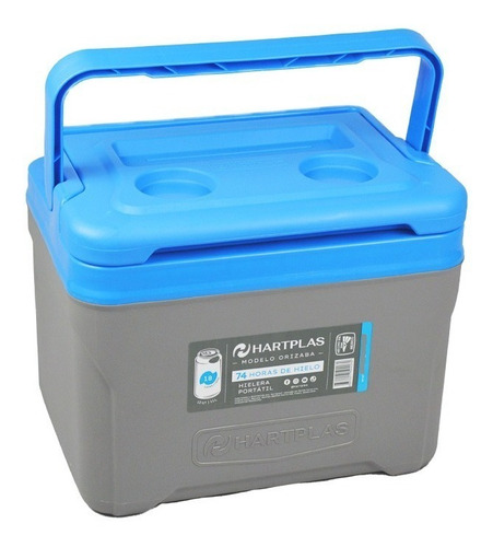 Hielera Hartplas Orizaba Capacidad 13qt, 12 Lit Rectangular Color Gris - Azul