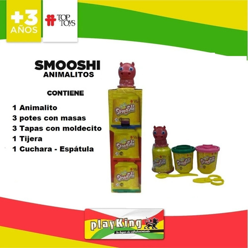 Imagen 6 de 8 de Smooshi Masa X 3 Potes Molde Animalitos Top Toys - Playking