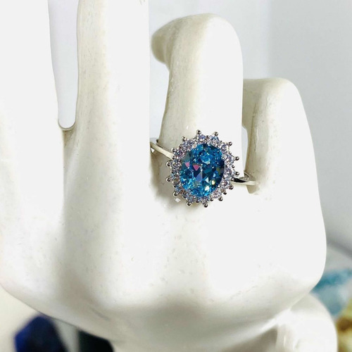 Imagen 5 de 7 de Anillo Plata 925, Topacio Azul Celeste London Blue. 100% Nat