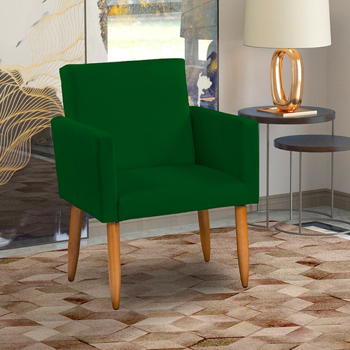 Poltrona Decorativa Cadeira Para Sala Escritório Pé Palito Cor Verde Desenho Do Tecido Suede