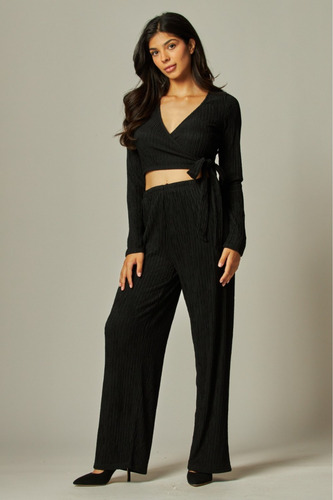 Conjunto Set Crop Top Y Pantalón Plisado