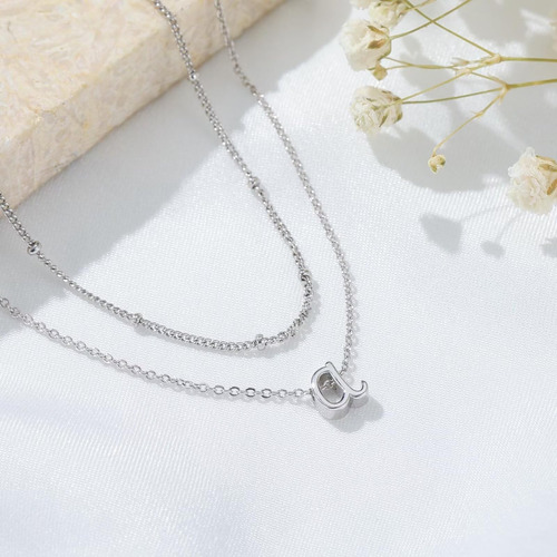 Yoosteel Collares Con Inicial En Capas Para Mujer, Chapado E
