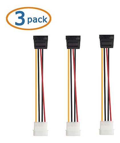 Cable Matters 3-pack 4 Pin Molex A Sata Cable De Alimentació