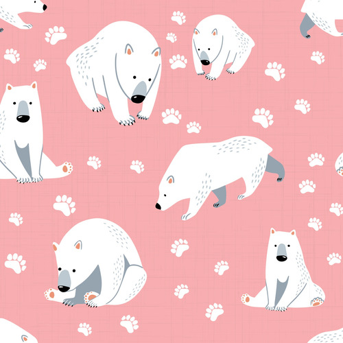 Papel De Parede Para Quarto De Menina Urso Polar 57x270cm