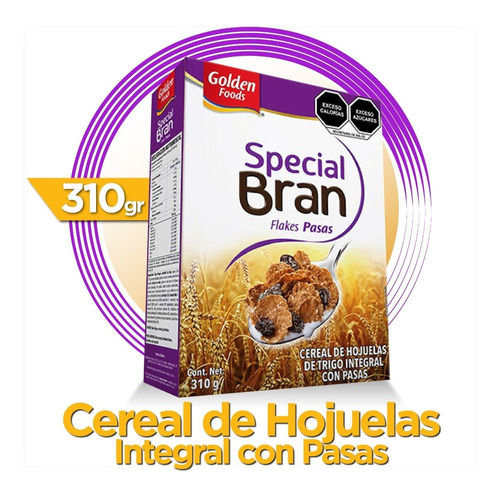 Cereal De Hojuelas Special Bran Pasas 310 Gr Golden Foods