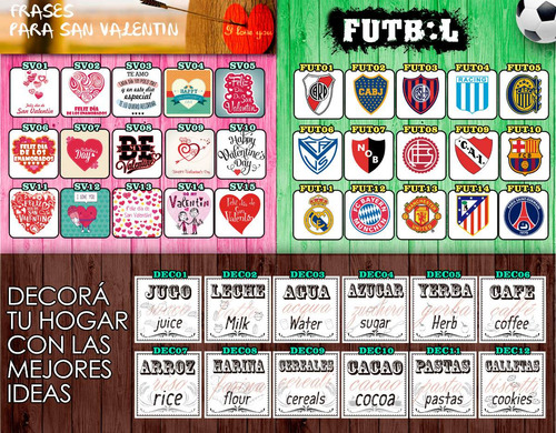 55 Etiquetas Botellas Vasos Personalizadas Pizarron Frascos