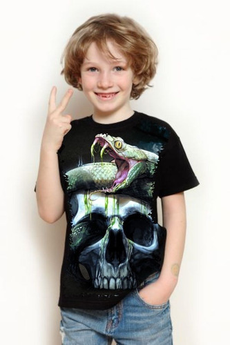 Camiseta Criança Frete Grátis Cobra Na Caveira Animais