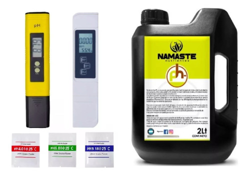 Namaste Ph Menos 2lts + Medidor Ph + Medidor Ec, Tds Temp 